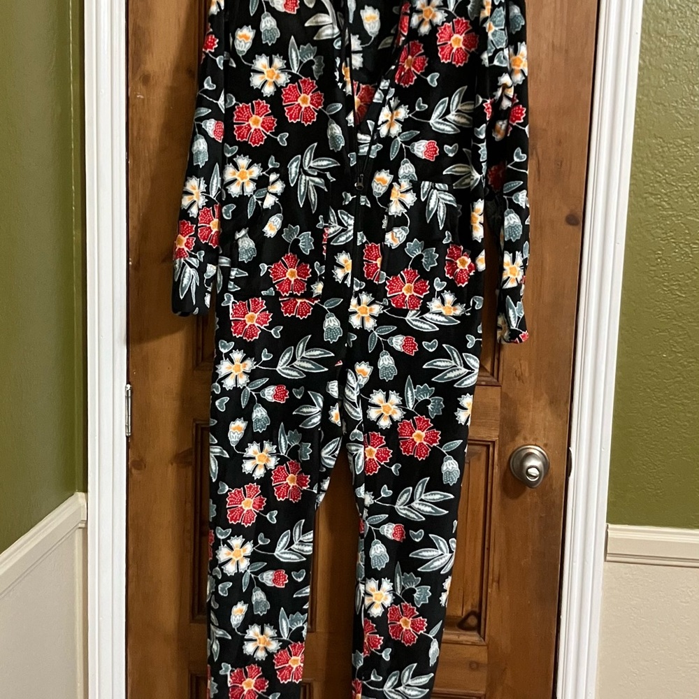 Floral Black Pajama Onesie